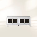 Meuble TV modulaire Rowan avec porte vitrée, buffet en acajou, meuble de rangement pour télévision en bois