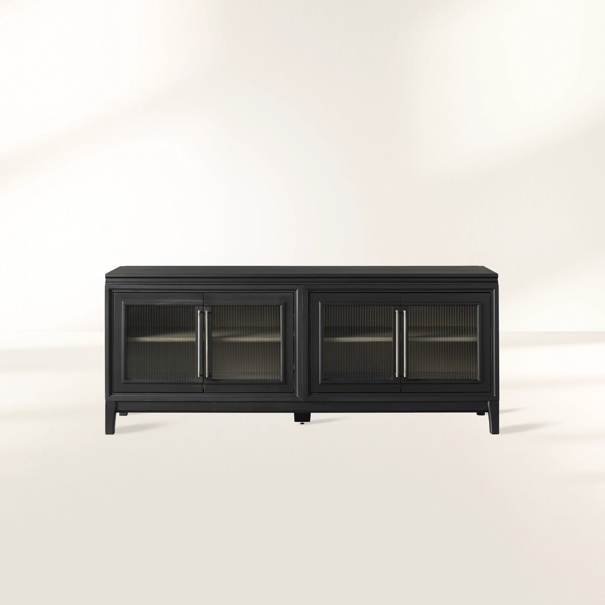 Meuble TV modulaire Rowan avec porte vitrée, buffet en acajou, meuble de rangement pour télévision en bois