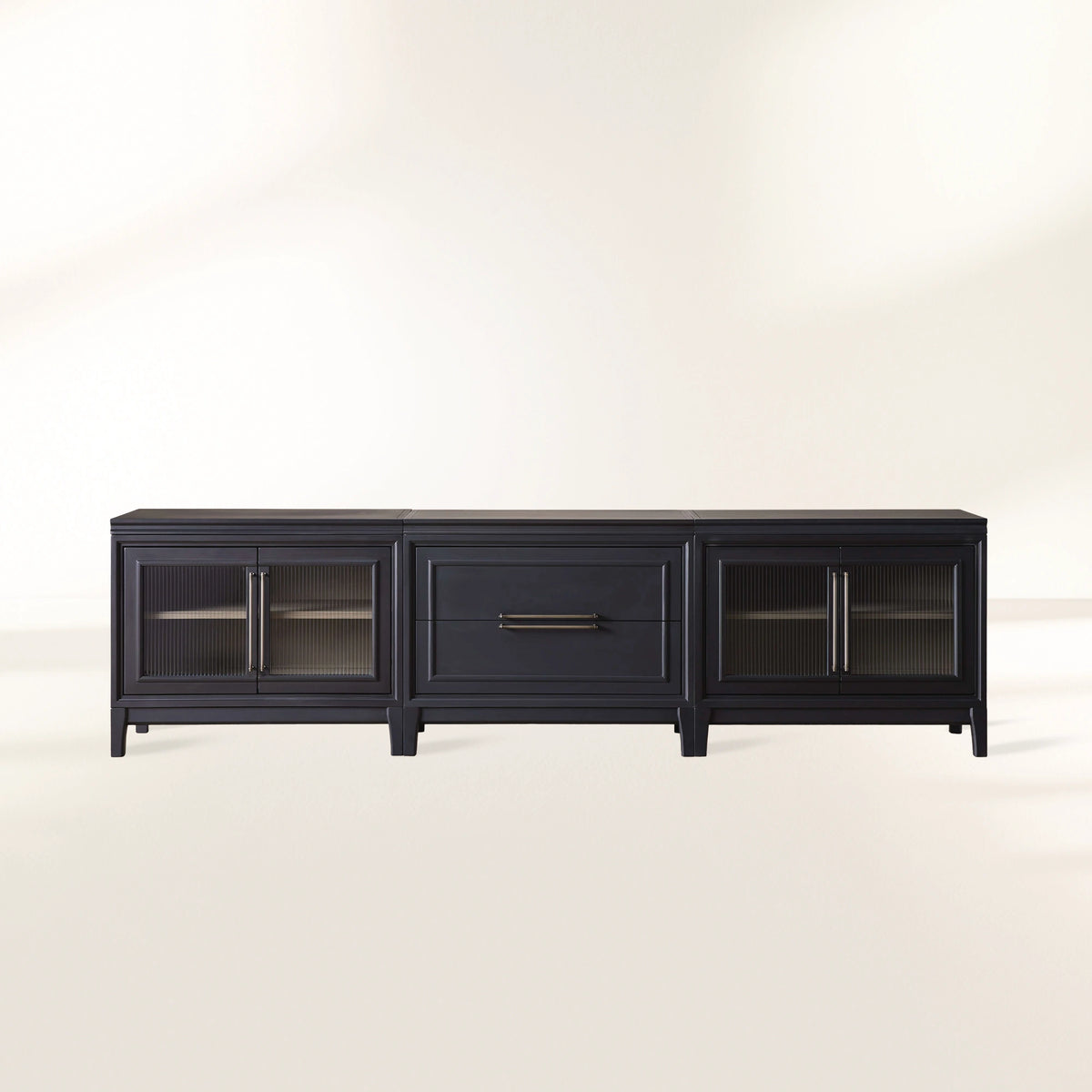 Rowan TV-Schubladenschrank mit Glastüren, Holzschrank, Medienkonsole