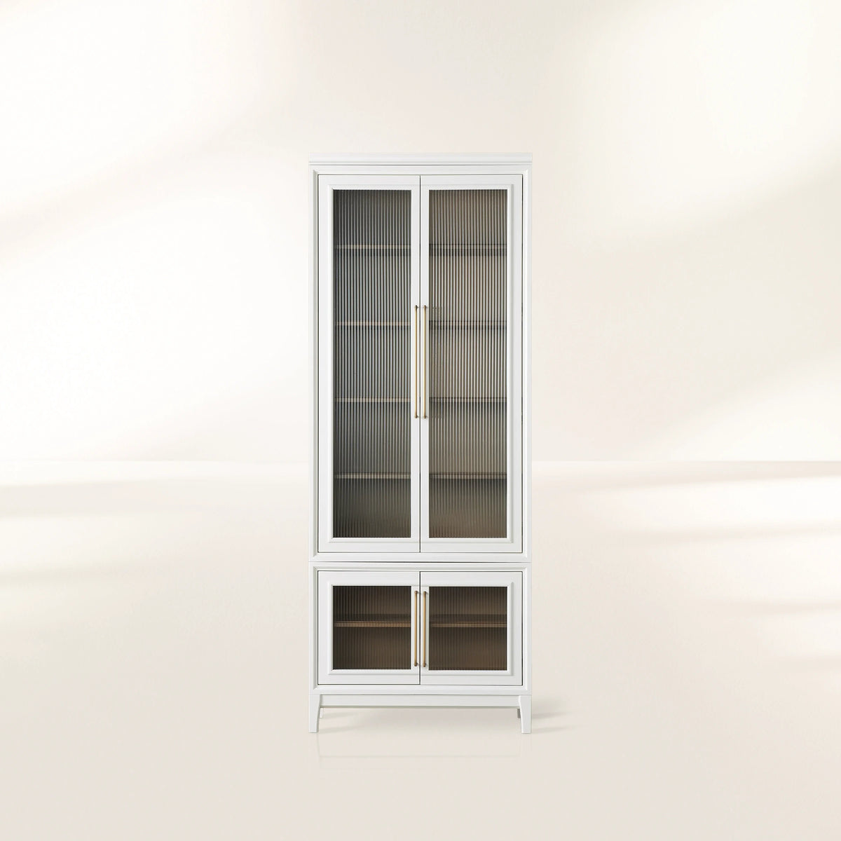 Rowan Modular Stacked Cabinet Glass Doors Tall Display Cabinet Wood Bookcase Sideboard