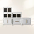Rowan Wood Modulares Wandregal, Mahagoni-Aufbewahrungsschrank mit geriffeltem Glas
