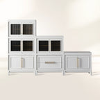 Rowan Wood Modulares Wandregal, Mahagoni-Aufbewahrungsschrank mit geriffeltem Glas