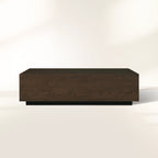 Table basse rectangulaire Sullivan avec placages en chêne massif et base à plinthe noire Table basse de salon