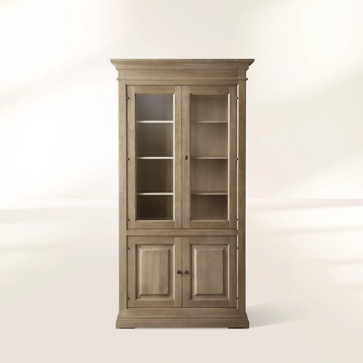 Tuscany Wood Tall Display Storage Cabinet Glass Door Bookcases File Cabinets Vintage Dining Sideboards