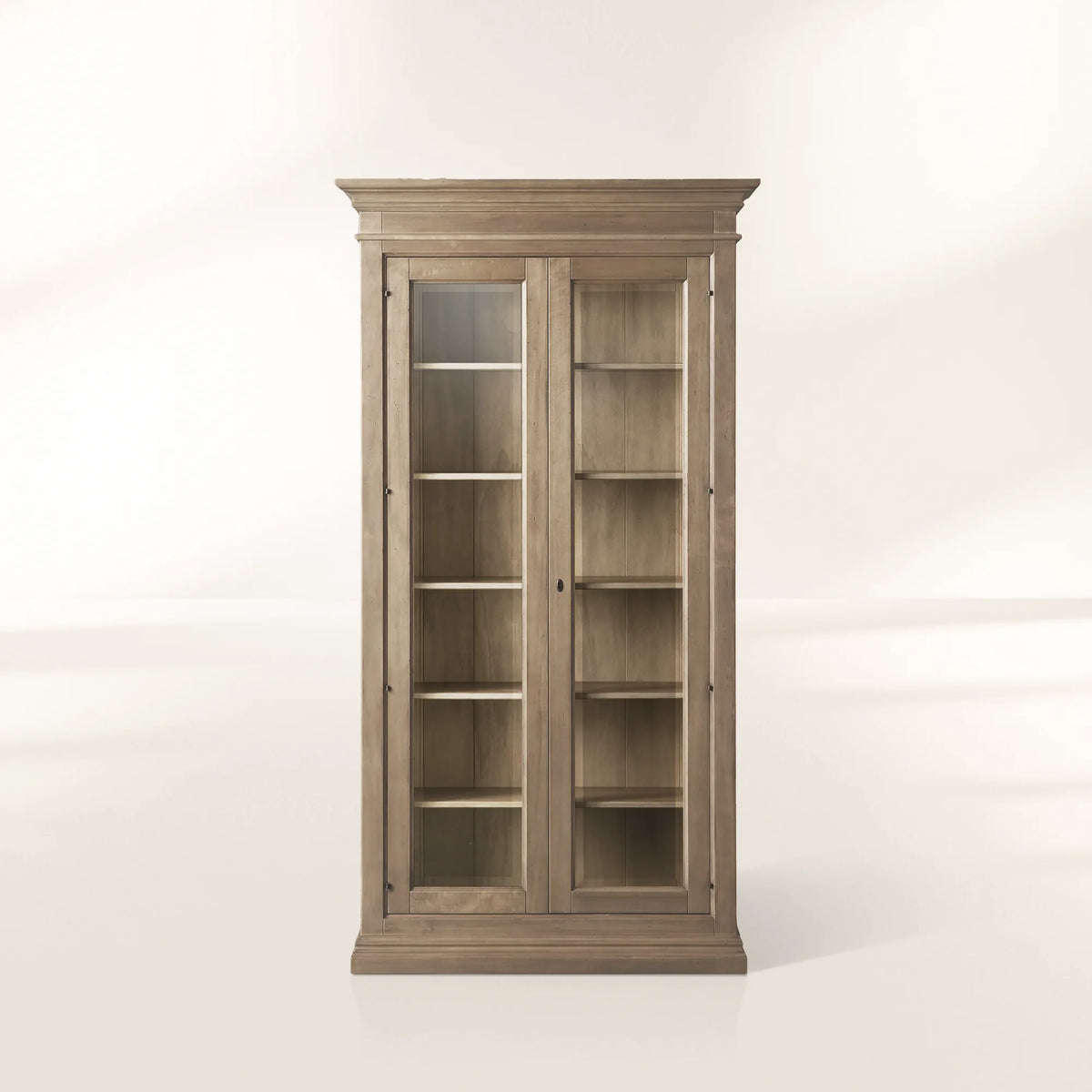 Tuscany Glass Door Tall Display Cabinets Antiqued Wood Bookcases File Cabinets