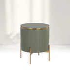 Table de chevet Panoso en bois avec base en acier doré, table de nuit de luxe