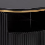 Table de chevet Panoso en bois avec base en acier doré, table de nuit de luxe