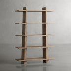 Paleta Open Storage Bookcase Solid Oak Wood Display Tall Cabinet