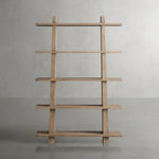Paleta Open Storage Bookcase Solid Oak Wood Display Tall Cabinet