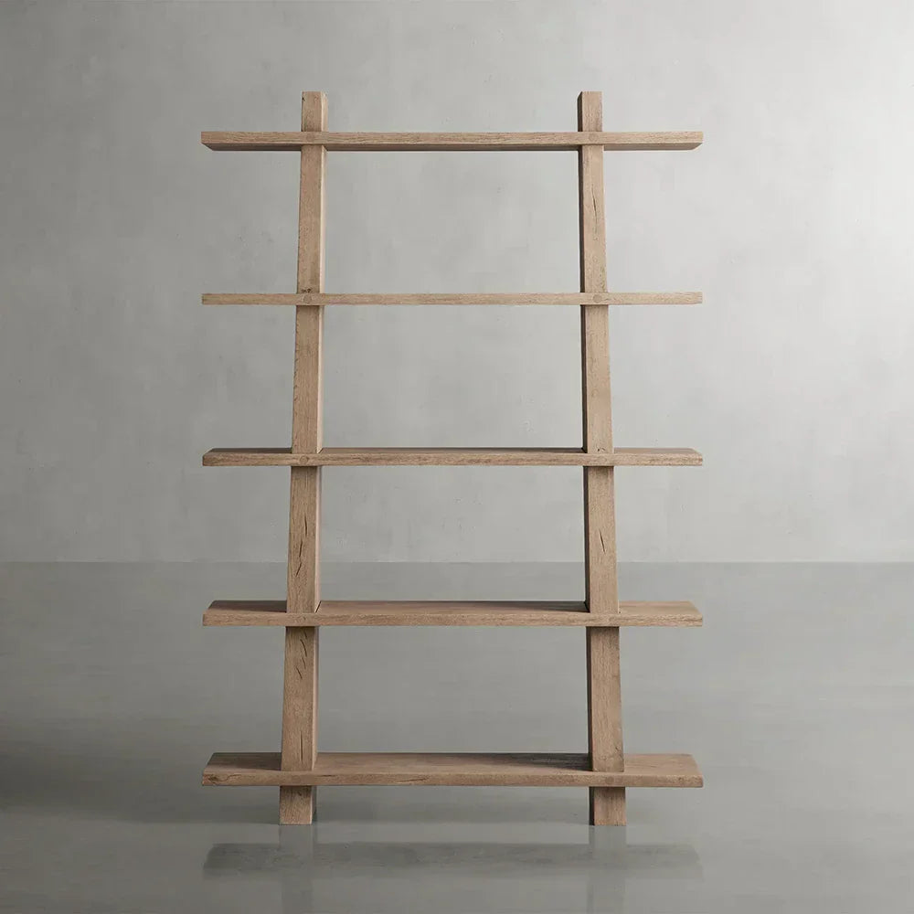 Paleta Open Storage Bookcase Solid Oak Wood Display Tall Cabinet