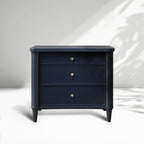 Table de chevet Henley avec tables de nuit en acajou massif, commode à 3 tiroirs et poignées en laiton