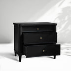 Table de chevet Henley avec tables de nuit en acajou massif, commode à 3 tiroirs et poignées en laiton