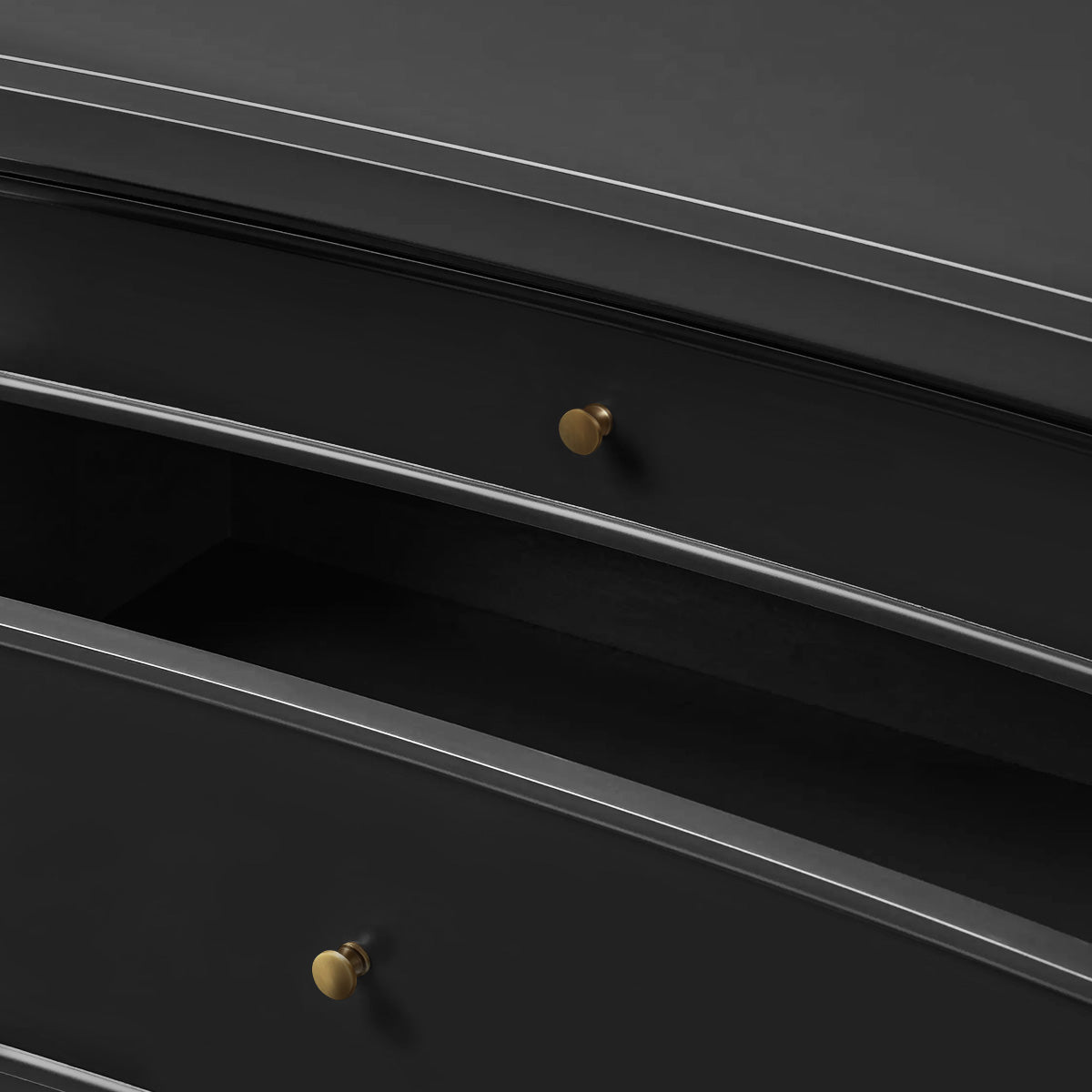 Table de chevet Henley avec tables de nuit en acajou massif, commode à 3 tiroirs et poignées en laiton