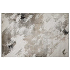 Tapis Puxina à motif de coups de pinceau abstraits, tons neutres, art décontracté et sensation de détente, style coup de pinceau moderne et délavé