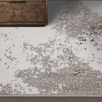 Tapis Puxina à motif de coups de pinceau abstraits, tons neutres, art décontracté et sensation de détente, style coup de pinceau moderne et délavé