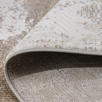Tapis Puxina à motif de coups de pinceau abstraits, tons neutres, art décontracté et sensation de détente, style coup de pinceau moderne et délavé