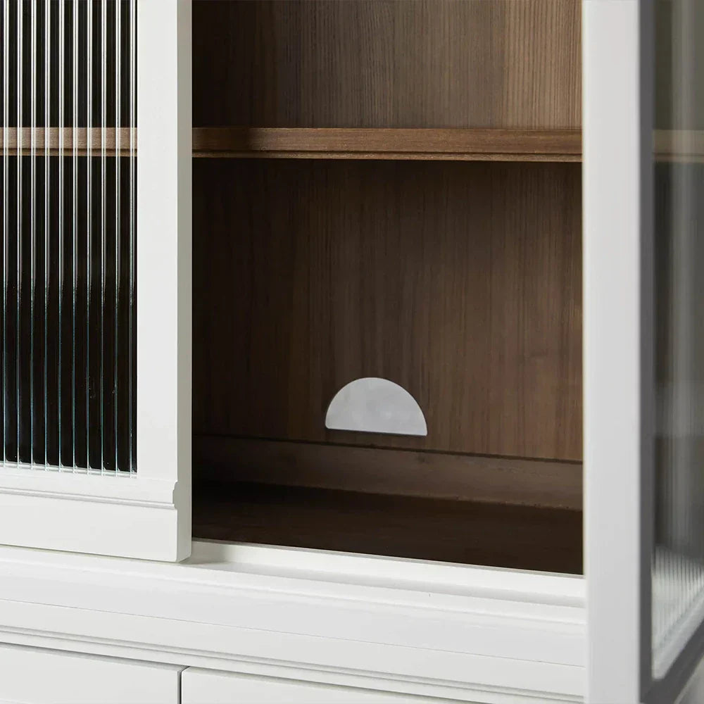 Rowan Modular Stacked Cabinet Glass Doors Tall Display Cabinet Wood Bookcase Sideboard
