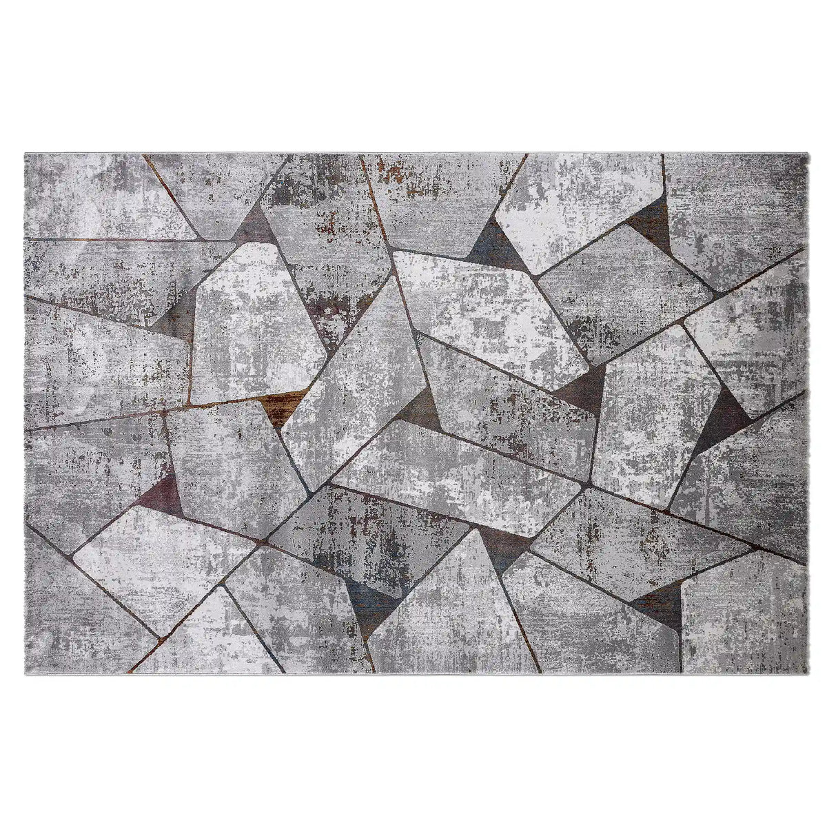 Tapis de sol abstrait géométrique Torino Fragmented Facet de style industriel moderne vieilli