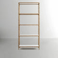 Thaddeus Hand-Forged White Marble Metal Shelving Unit for Living Room Display