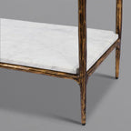 Thaddeus Hand-Forged White Marble Metal Shelving Unit for Living Room Display