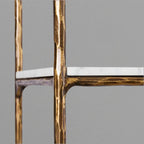 Thaddeus Hand-Forged White Marble Metal Shelving Unit for Living Room Display