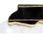 Luxury Sculptural Coffee Table Black & White High-Gloss Marble Finish