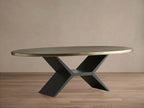 Table de salle à manger en métal recyclé avec piètement en fer Vertex et surface unique