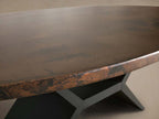 Table de salle à manger en métal recyclé avec piètement en fer Vertex et surface unique