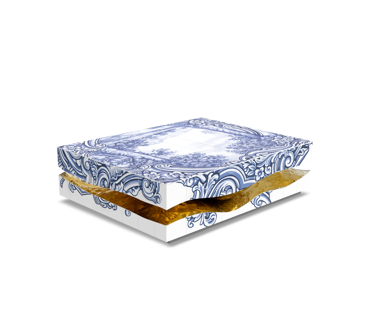Luxury Carrara Marble Coffee Table with Sculptural Brass Frame & Organic Design