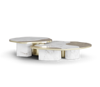 Luxury Calacatta Marble Coffee Table with Black Sculptural Base & Modern Design Center Tea Table