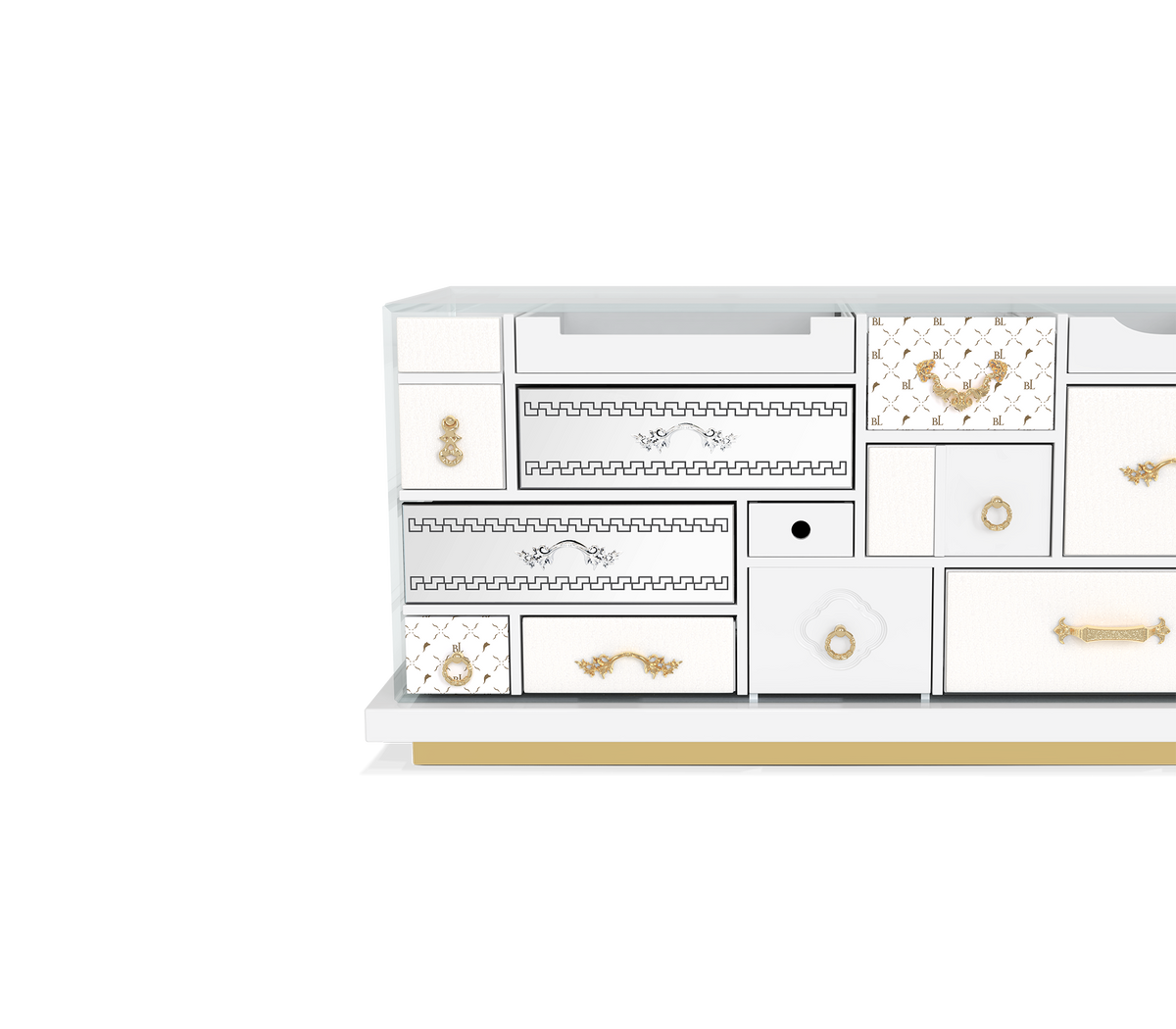 Luxury Modern TV Stand Cabinet with Geometric Design & Hidden Storage