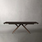 Powell Doppel-Ausziehtisch aus Holz mit Stahlgestell