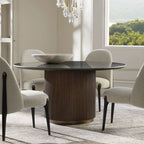 Plateau rond en marbre Finnley avec socle en bois