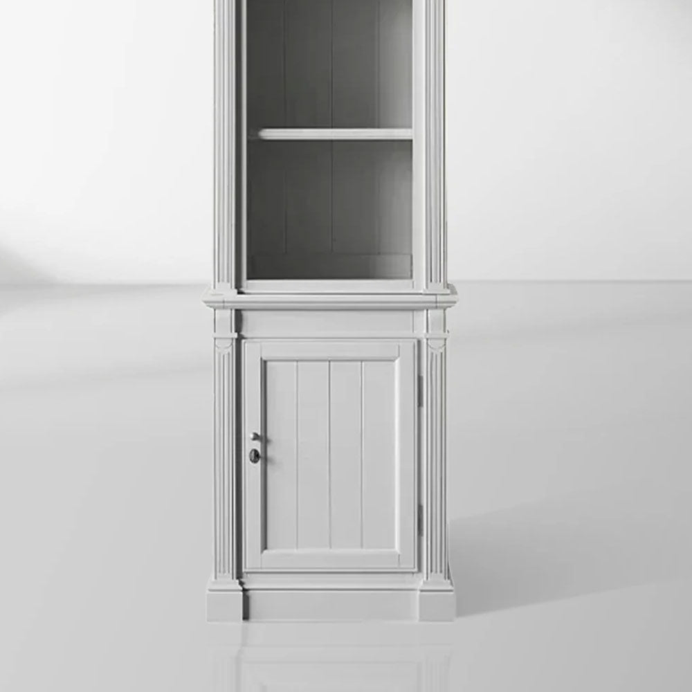 Schmaler, hoher Vitrinenschrank aus Pappelholz im neoklassizistischen Stil, Vintage-Beistellschrank für das Wohnzimmer in Athen