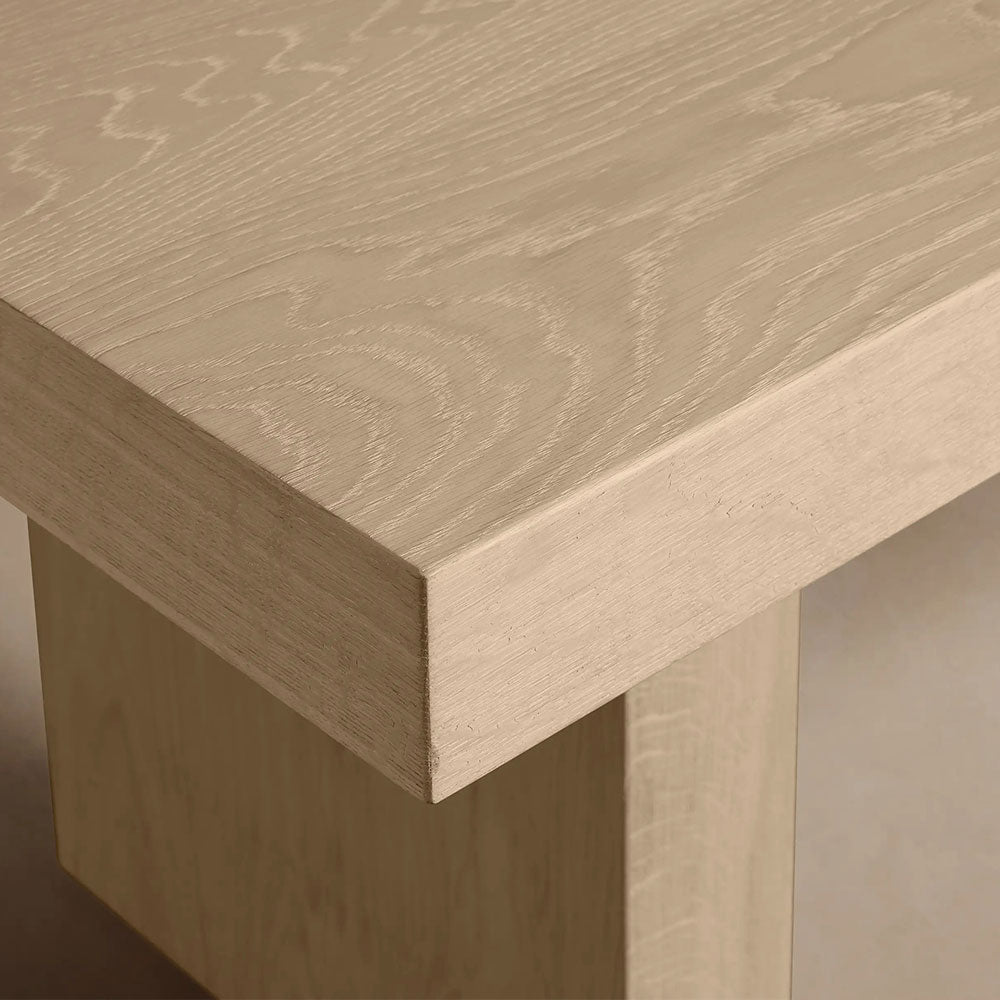 Table de salle à manger rectangulaire Calvin en chêne, style rustique moderne