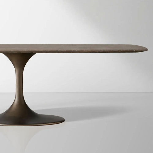 Table de salle à manger Aero avec plateau en marbre et piètement en acier Launette, table de salle à manger de luxe de style tulipe