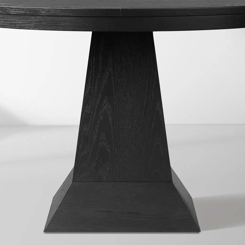 Leighton Modern Country Round Wood Dining Table with Timeless Pedestal Design