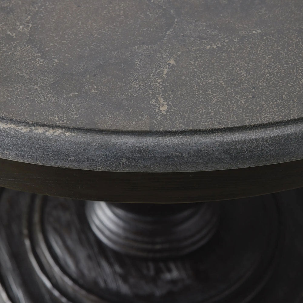 Luca Round Natural Stone Tabletop Dining Table With Pine Base