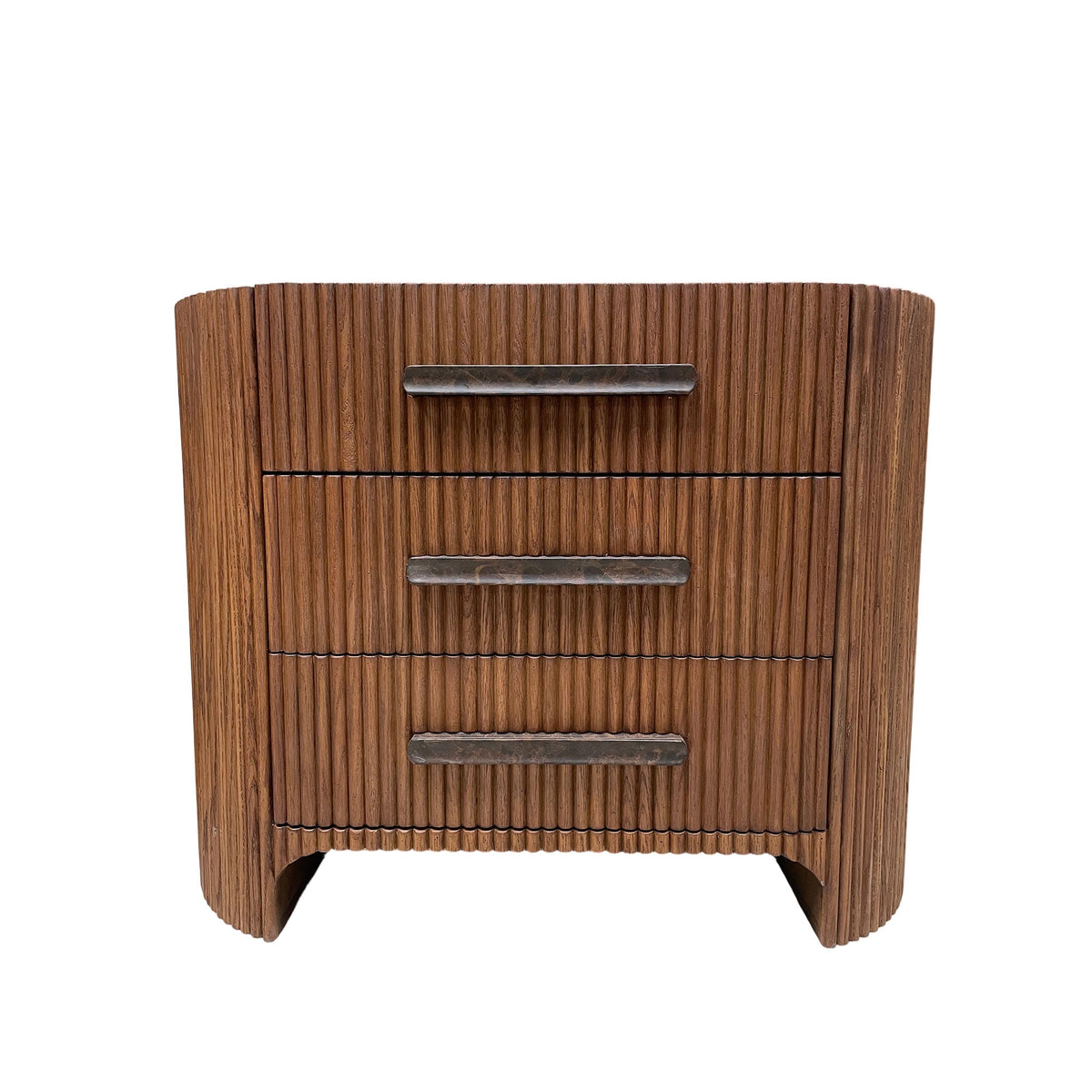 Astor Closed Wood Nightside with Marble Top Bedside Nightside Table 3-Drawer Cabinet