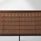 Arden 3D Textured Walnut Sideboard Buffet Cabinet Wood Living Room Storage Cabinet With Black Metal Legs