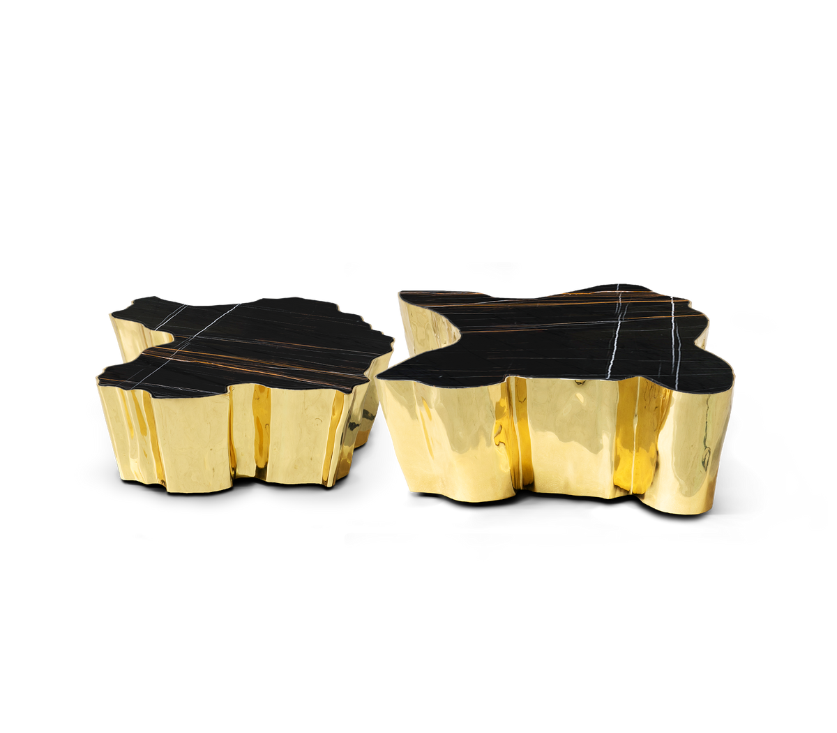 Luxury Patina Brass Coffee Table with Organic Sculptural Design & Handcrafted Finish Center Tea Table