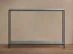 Kavali Slim Metal Entrance Console Table Solid Iron Frame Aluminum Surface Hallway Entryway Table