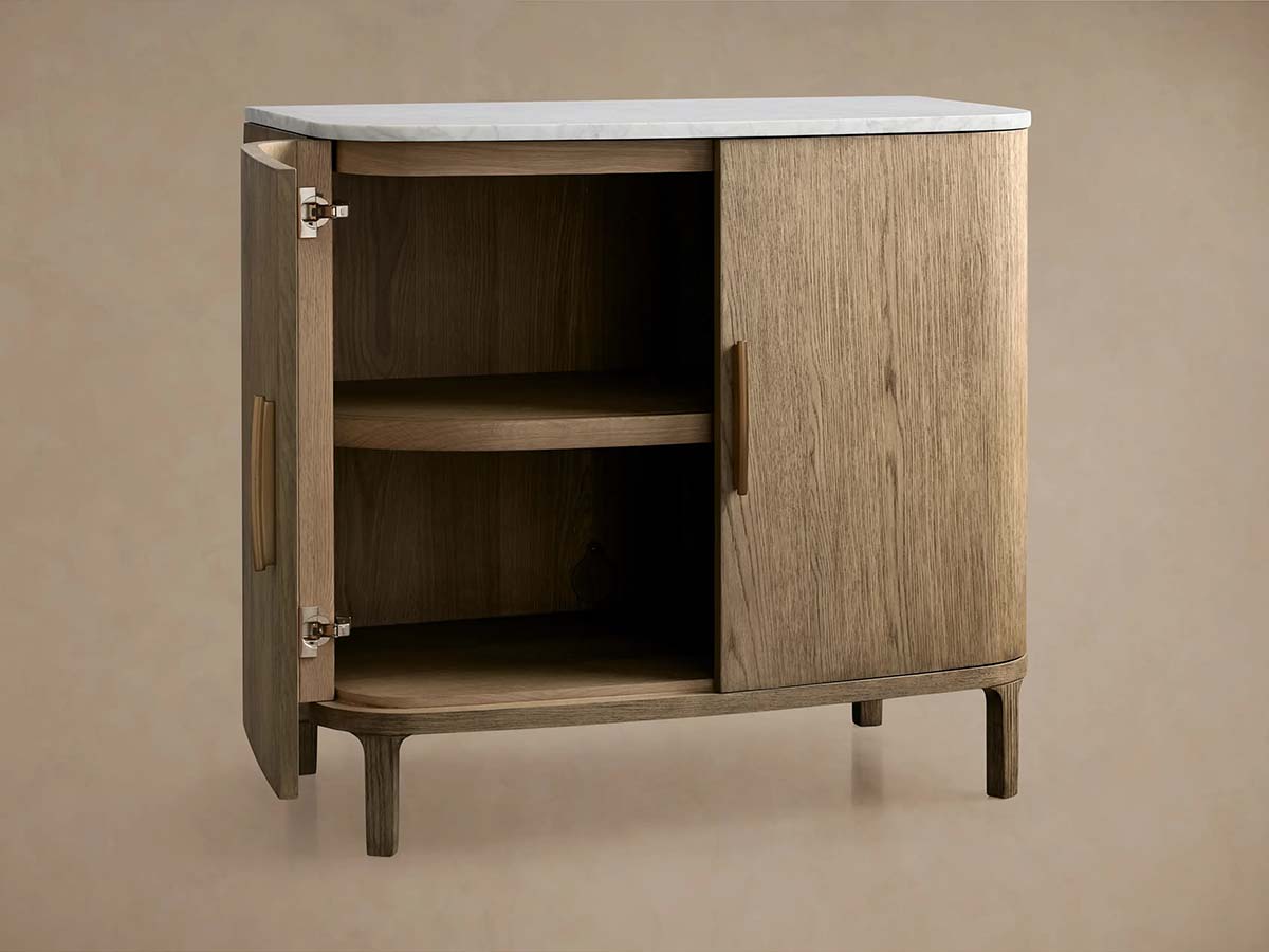Danny Marble Top Buffet Sideboards Oak Wood Entrance Cabinet