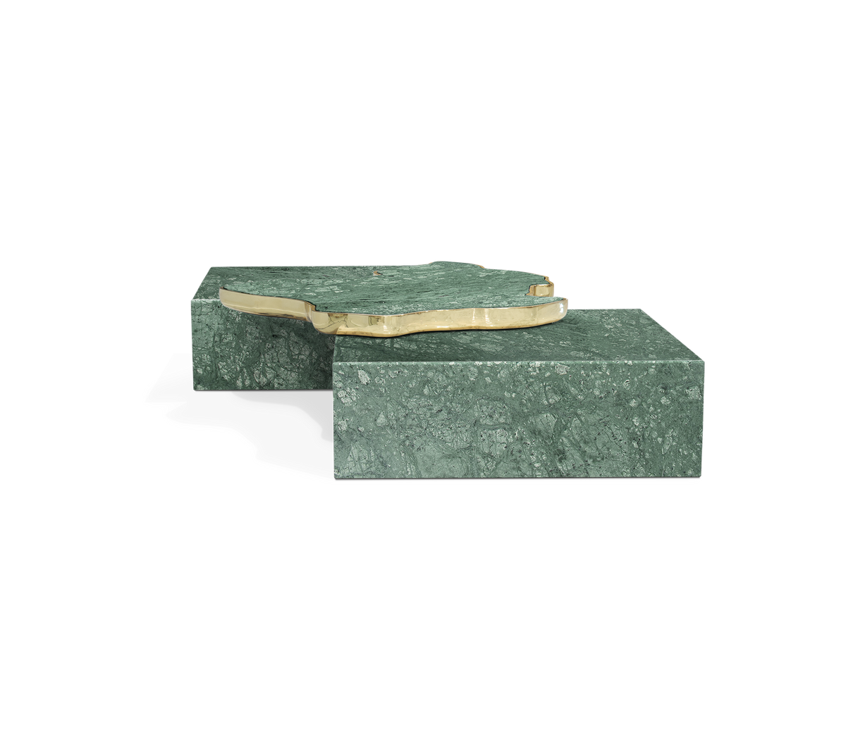 Luxury Sculptural Coffee Table Black & White High-Gloss Marble Finish