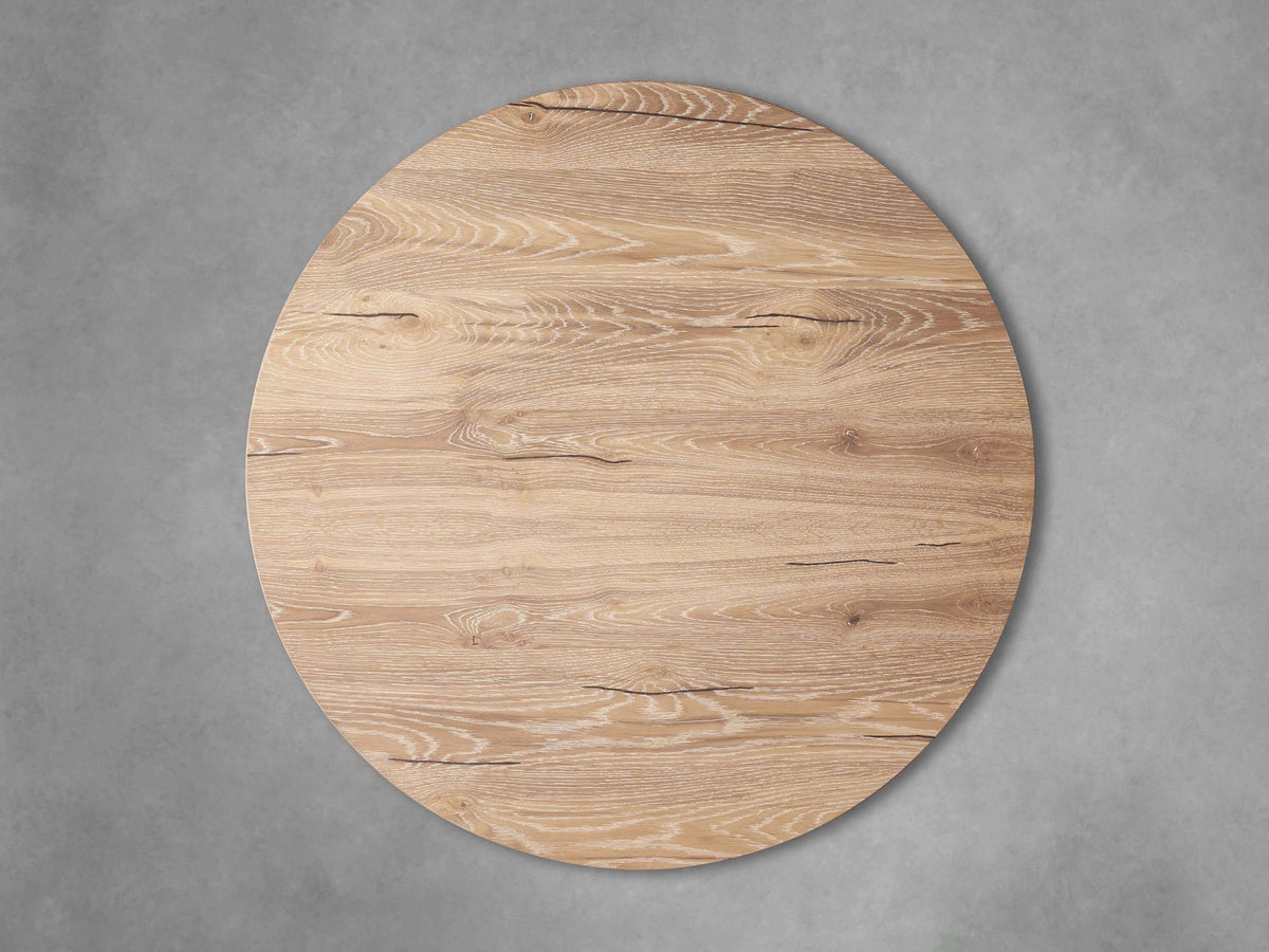 Sullivan Round Plinth Coffee Table Wood Oak Sofa Center Tea Table