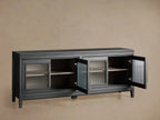 Rowan TV-Schrank aus Holz mit geriffelten Glastüren, Eingangsschrank und Medienkonsole