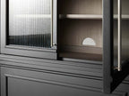 Rowan Wood Modulares Wandregal, Mahagoni-Aufbewahrungsschrank mit geriffeltem Glas