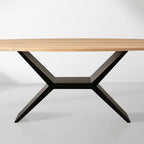 Jacob Oval White Oak Tabletop Dining Table with Vertex Iron Base