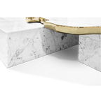 Luxury Sculptural Coffee Table Black & White High-Gloss Marble Finish