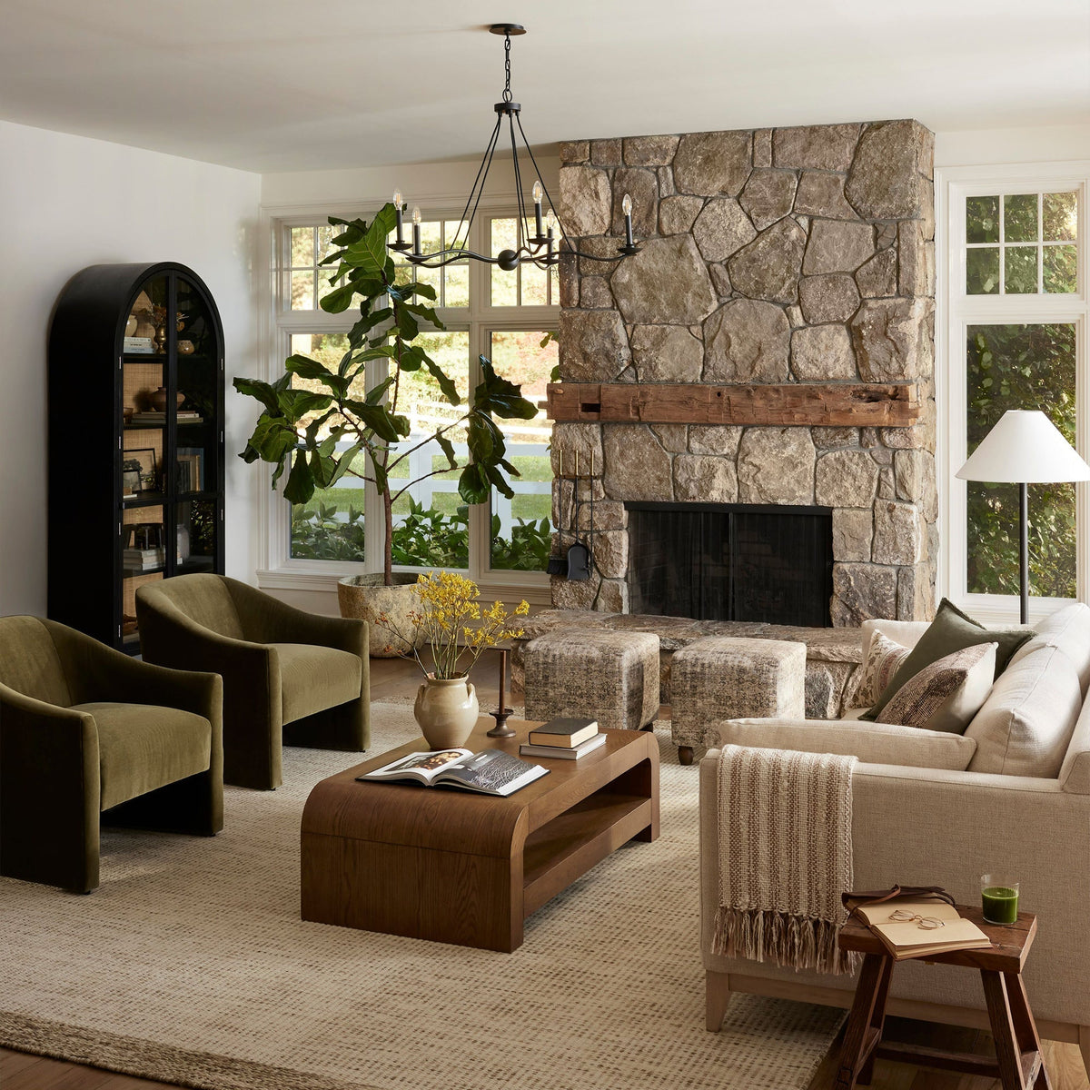 Pierre Wood Coffee Table Sofa Center Tea Table in Oak Veneer with Mid-Century Modern Style